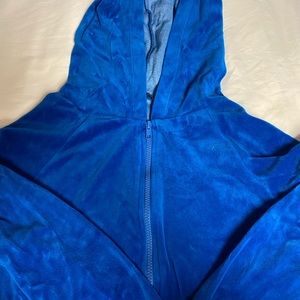 blue velour tracksuit